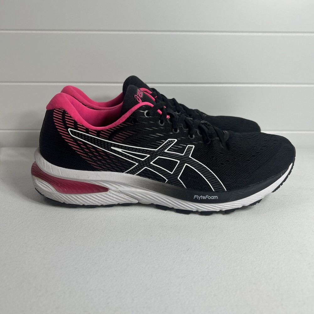 ASICS Womens Shoes Size 10.5 Gel-Cumulus 22 Black Pink Running Sneakers
